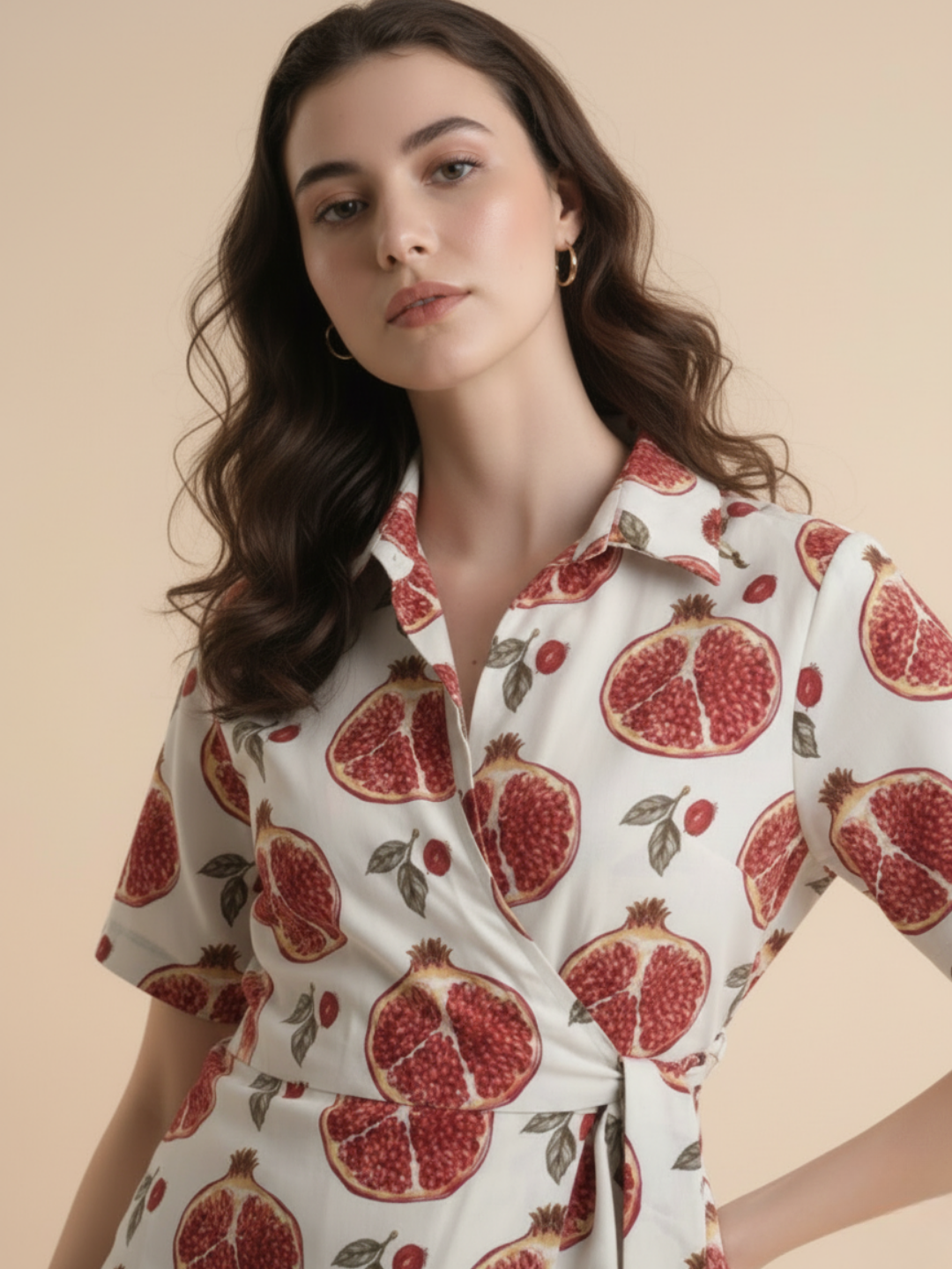 Pure Cotton Waist Tie-Up Shirt
