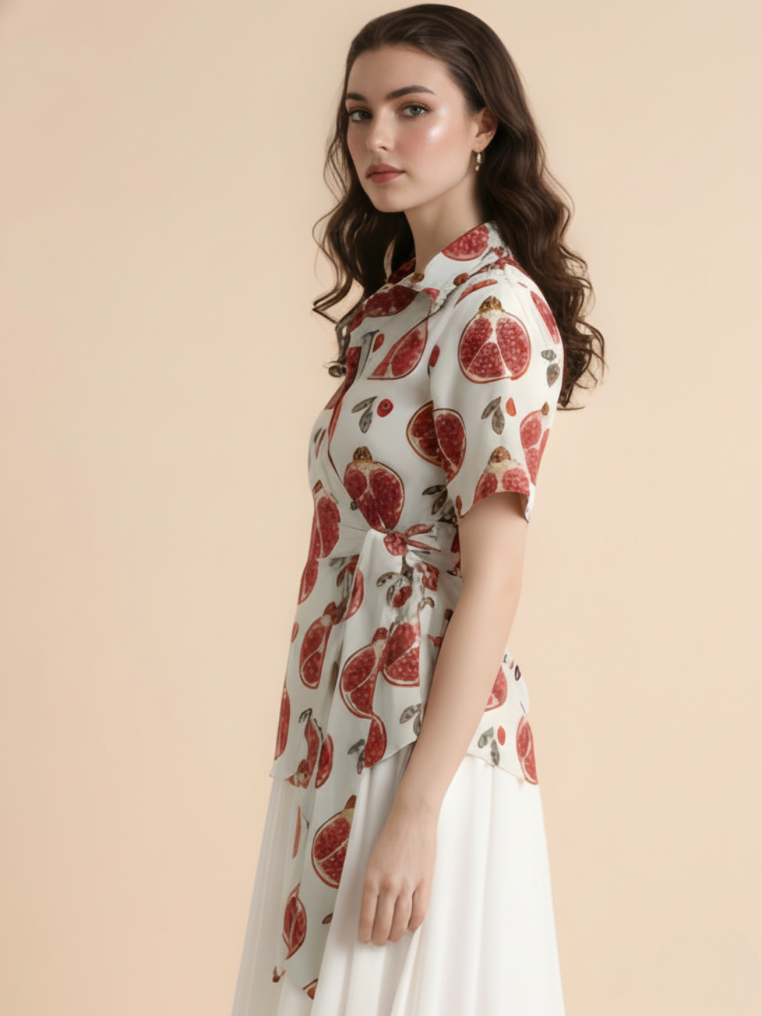 Pure Cotton Waist Tie-Up Shirt