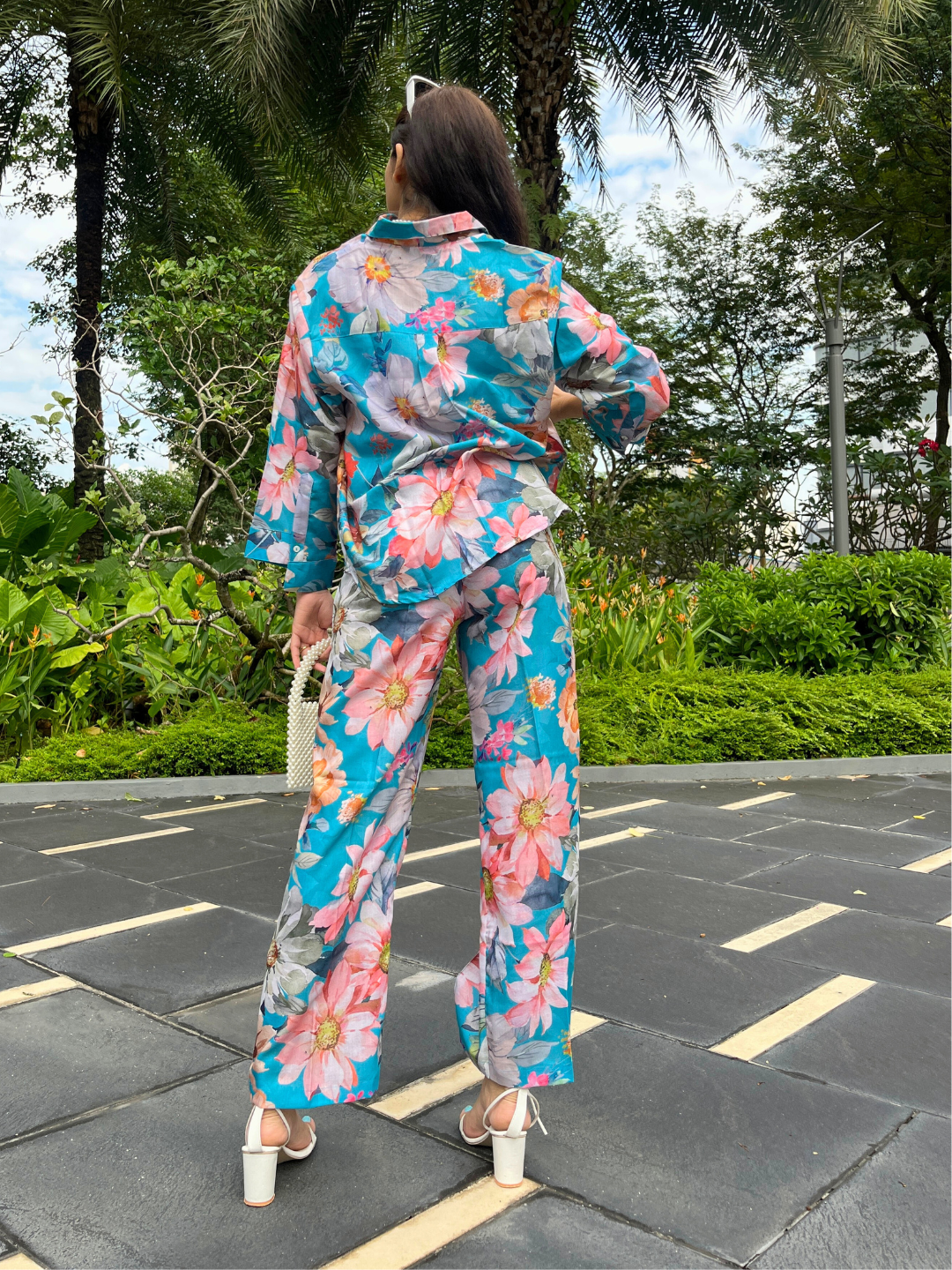 Floral Linen Printed Two Piece Co-ord Set