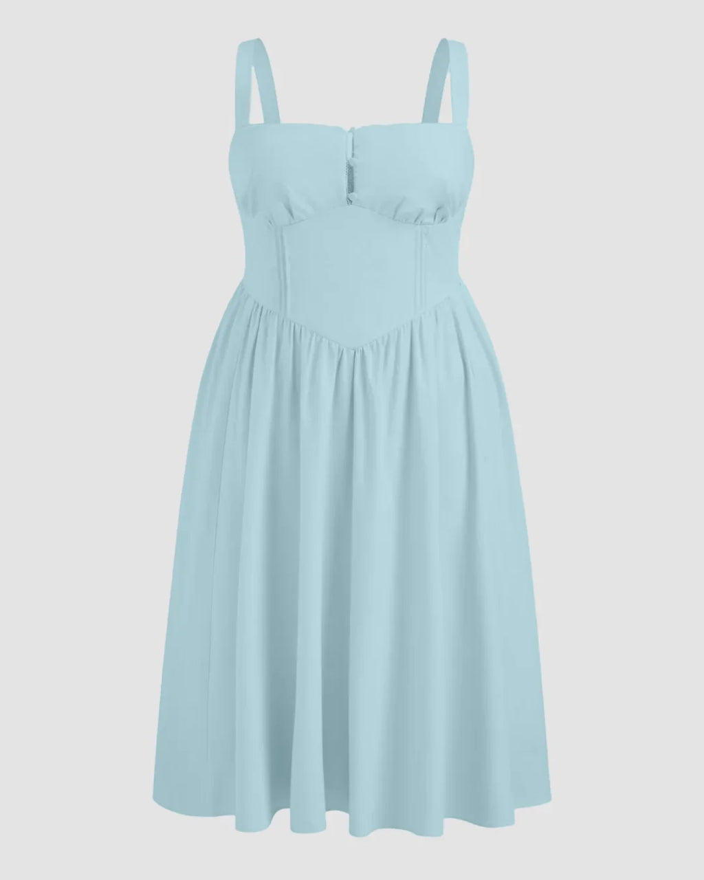 Square Neck Lace Up Ruffle Maxi Dress Curve & Plus in Powder Blue