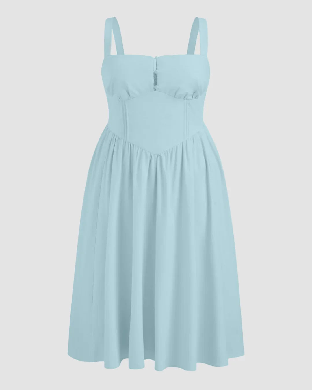Square Neck Lace Up Ruffle Maxi Dress Curve & Plus in Powder Blue
