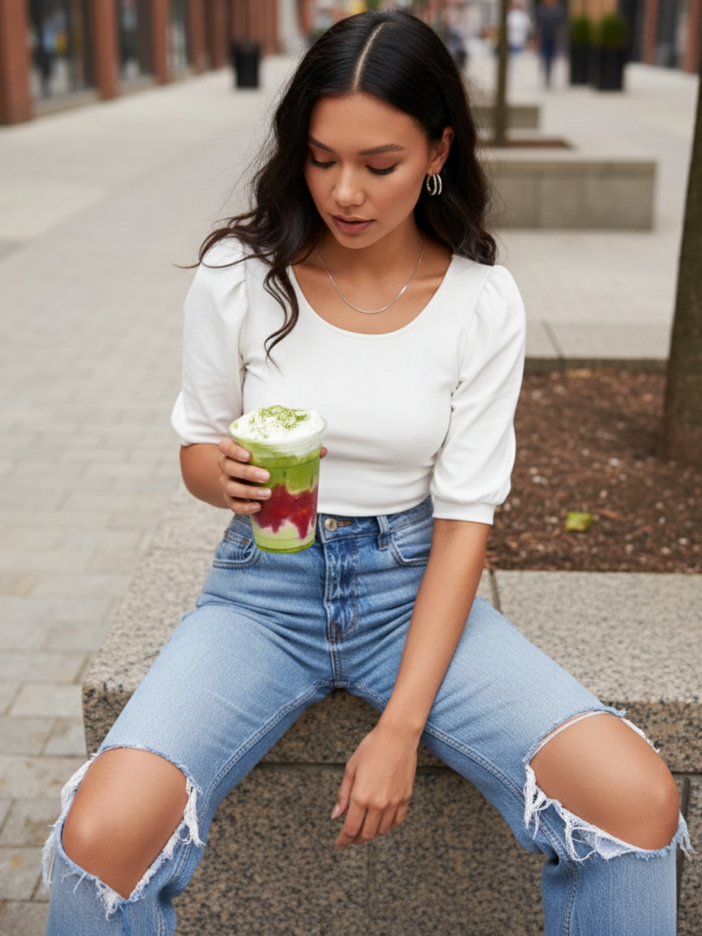 Cotton Solid Stretchable Round Neck Puff Sleeve Top - Pinkkup