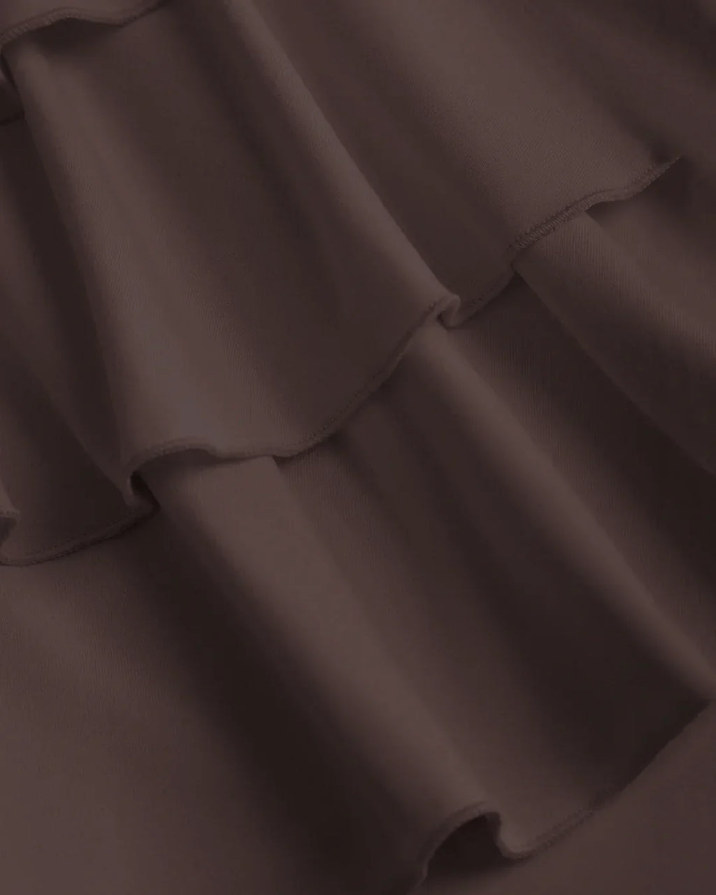 Ruched Waist Tiered Ruffle Mini Dress in Chocolate