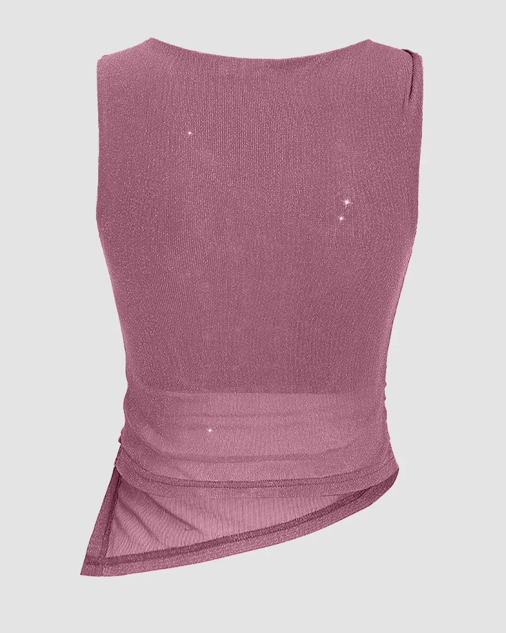 Pink Ruched Side Asymmetric Hem Tank Top