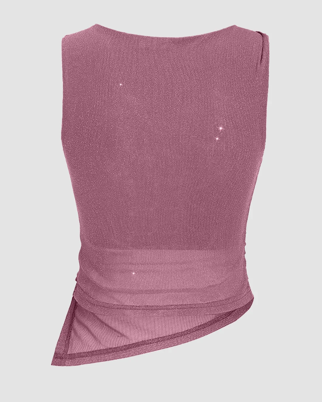 Pink Ruched Side Asymmetric Hem Tank Top