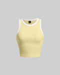 Vanilla Ribbed Tank Top with White Trim