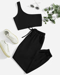 Casual Wear Fits Black Lounge Set