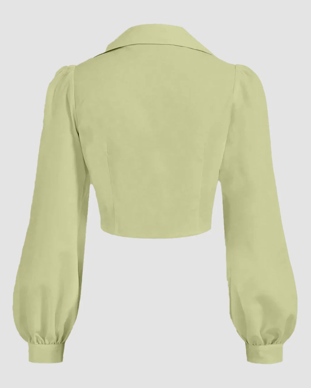 Puff Sleeve Collared Button Down Shirt in Herbal