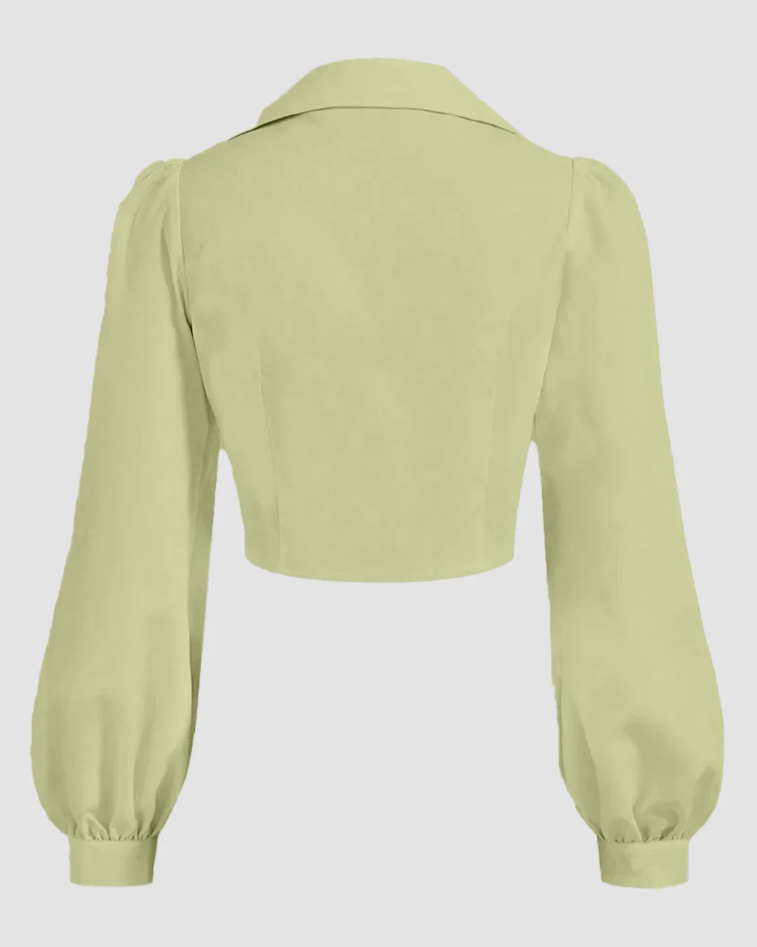 Puff Sleeve Collared Button Down Shirt in Herbal