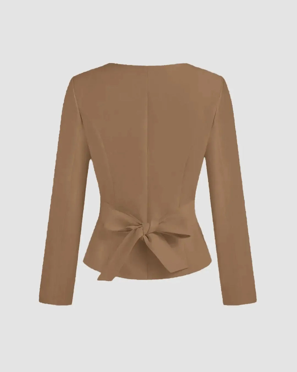 Square Neck Solid Button Bowknot Mud Jacket