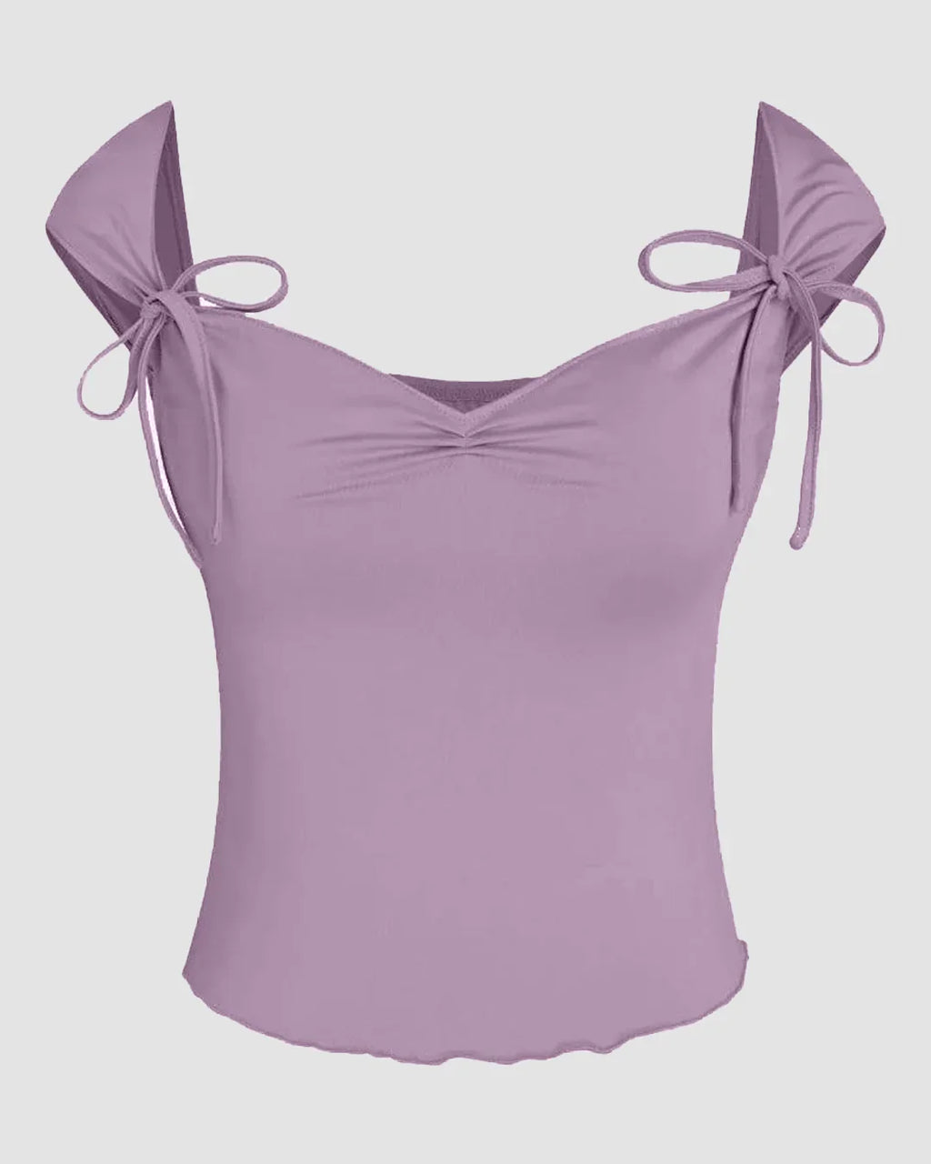 Tie Strap Sweetheart Neck Sleeveless Top in Lilac