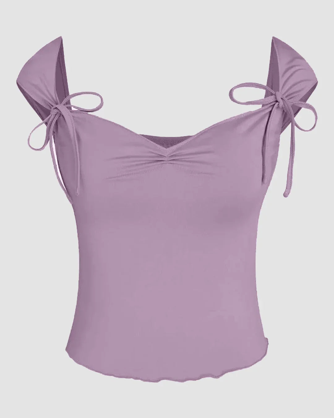 Tie Strap Sweetheart Neck Sleeveless Top in Lilac