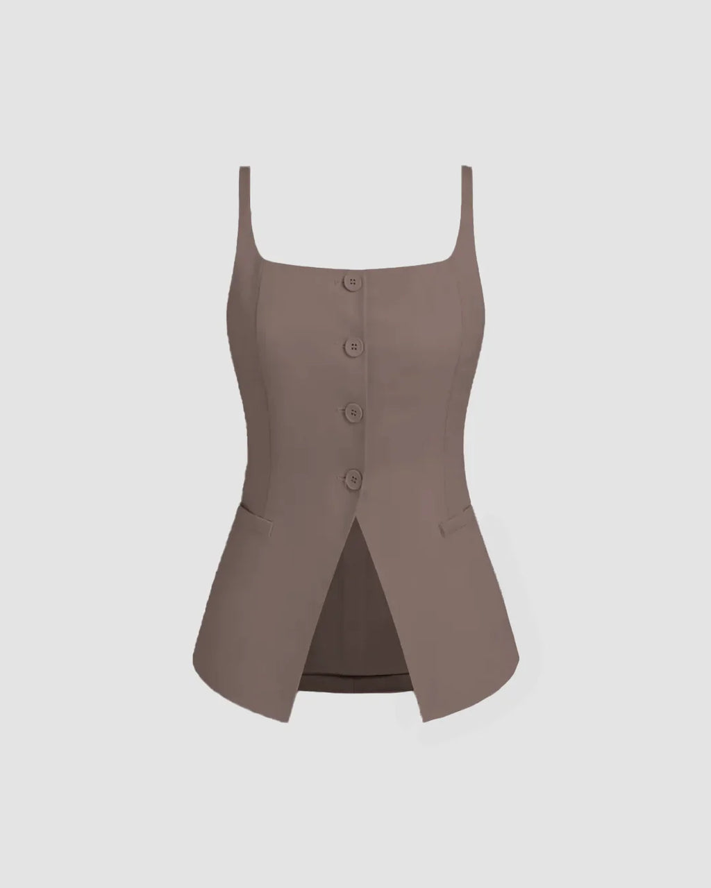 Sleeveless Button Down Corset Style Top in Cappuccino
