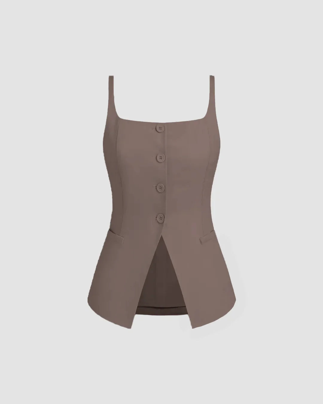 Sleeveless Button Down Corset Style Top in Cappuccino