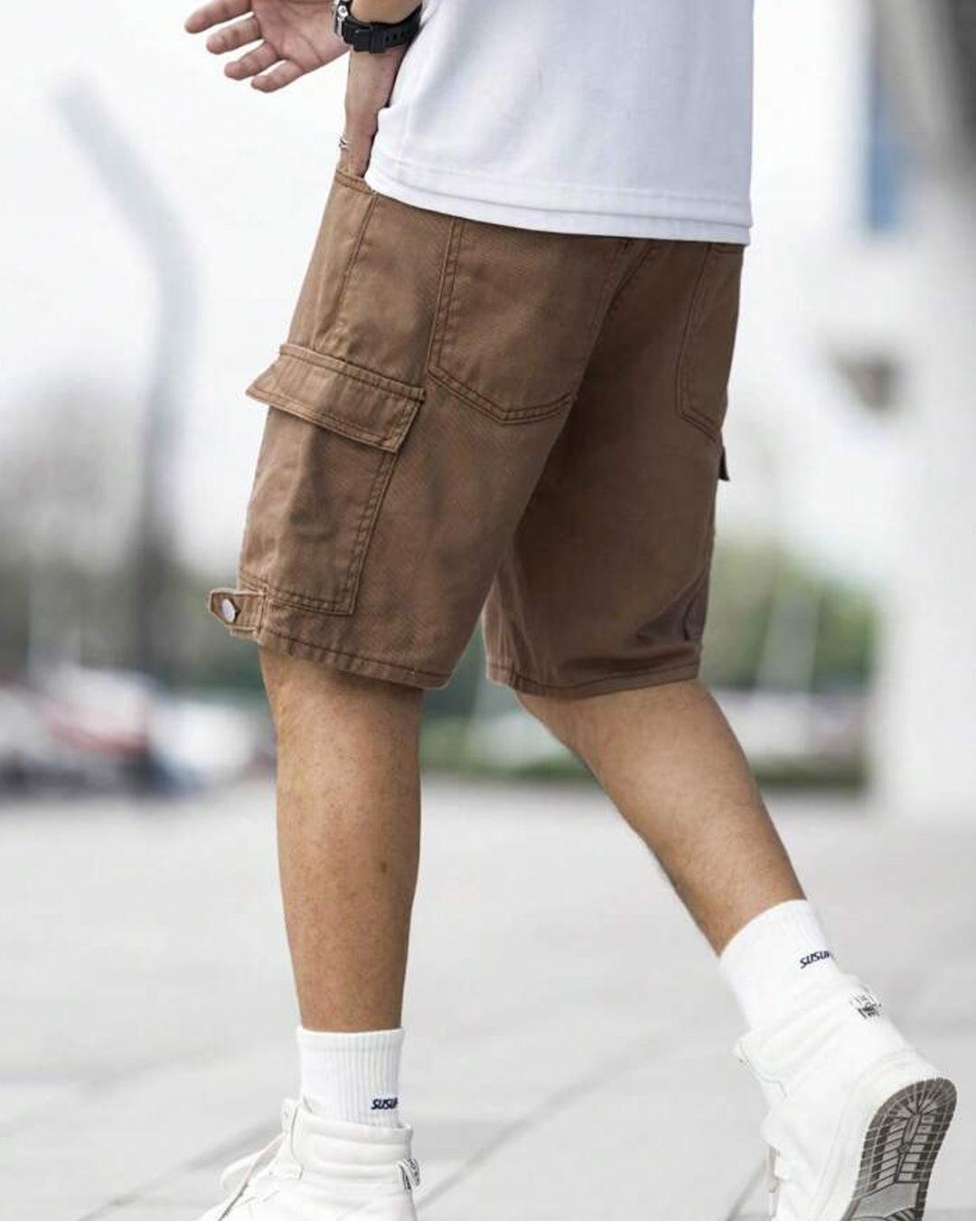 Men Denim Side Pocket Flap Bermuda Jean Shorts