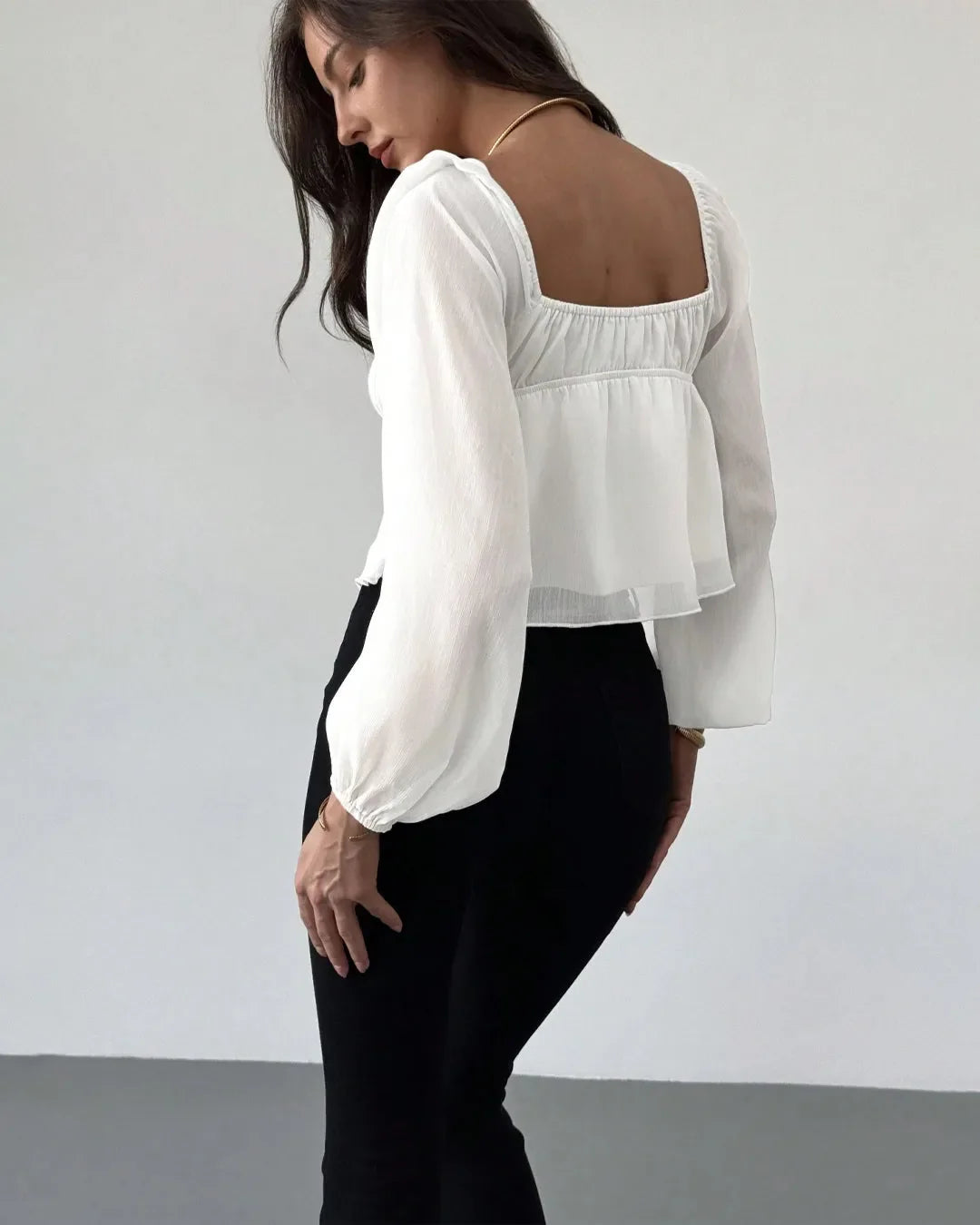 White Puff Sleeve Sweetheart Neck Corset Style Top
