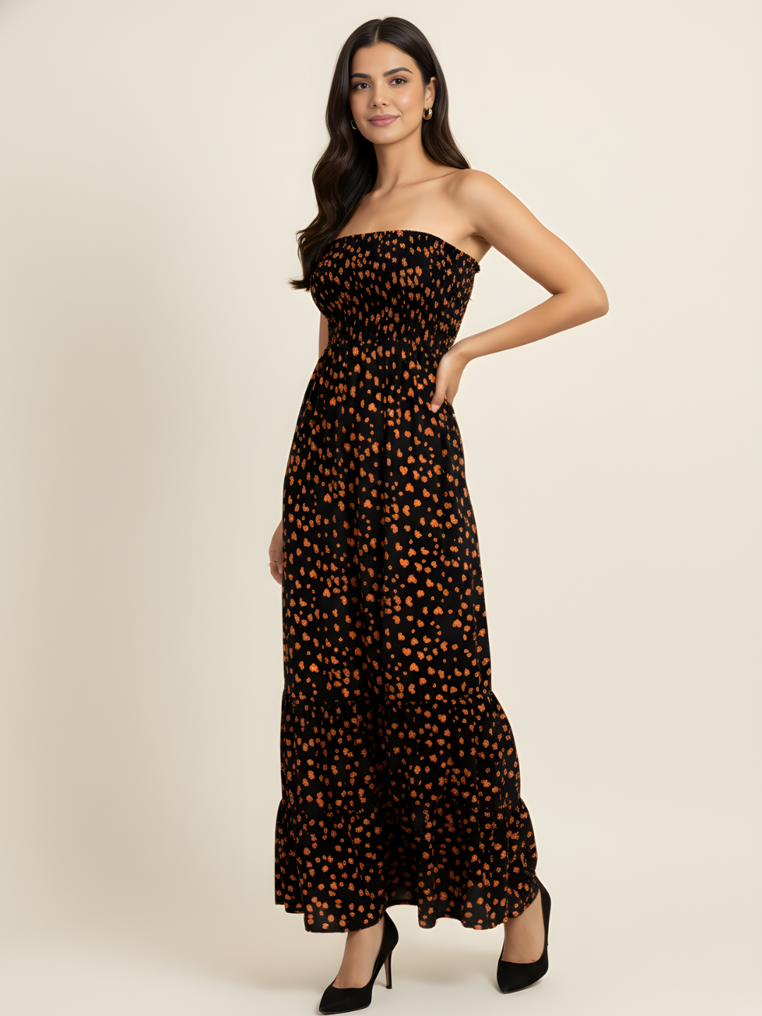 Strapless Smocked Maxi Dress