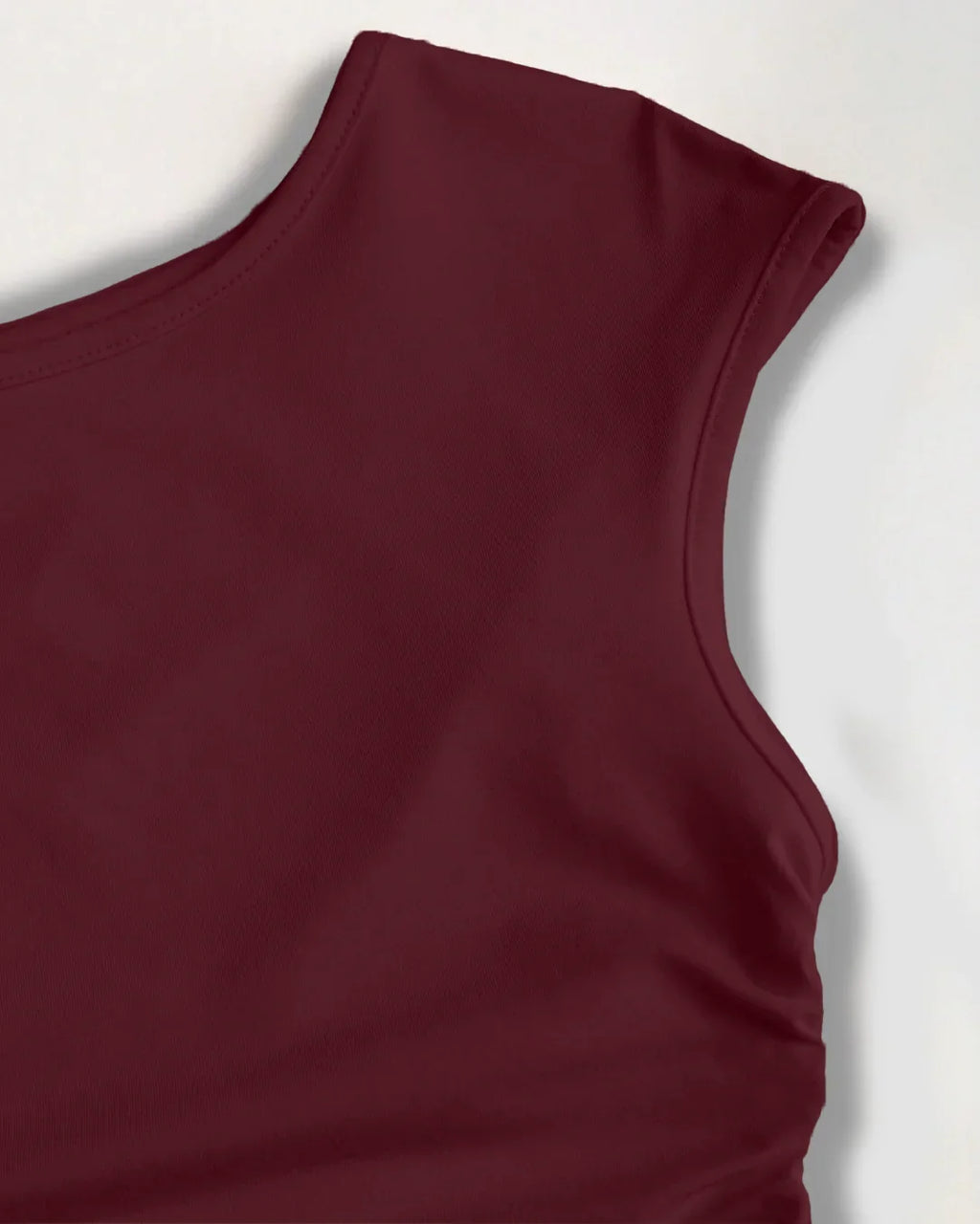 Ruched Waist Tiered Ruffle Mini Dress in Cherry