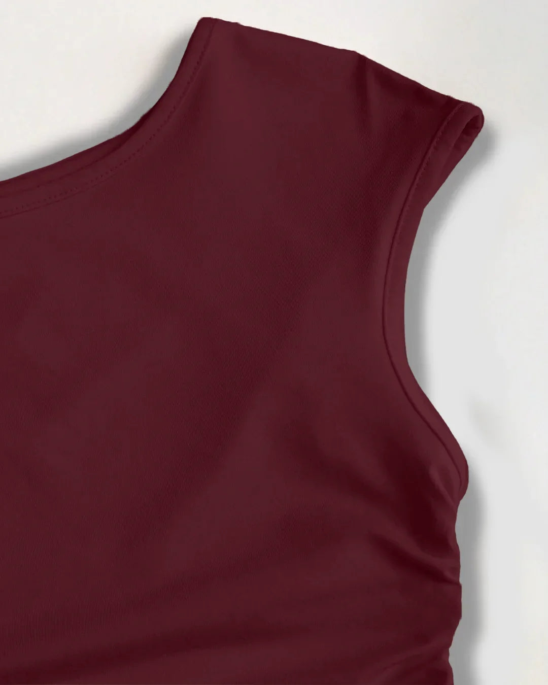 Ruched Waist Tiered Ruffle Mini Dress in Cherry