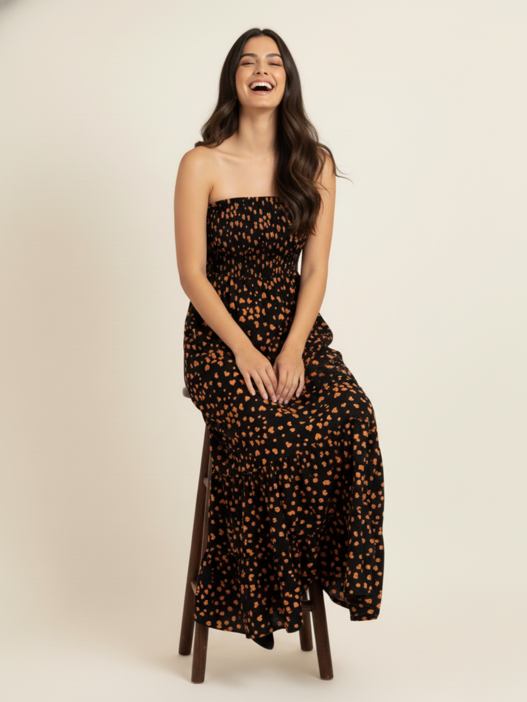 Strapless Smocked Maxi Dress