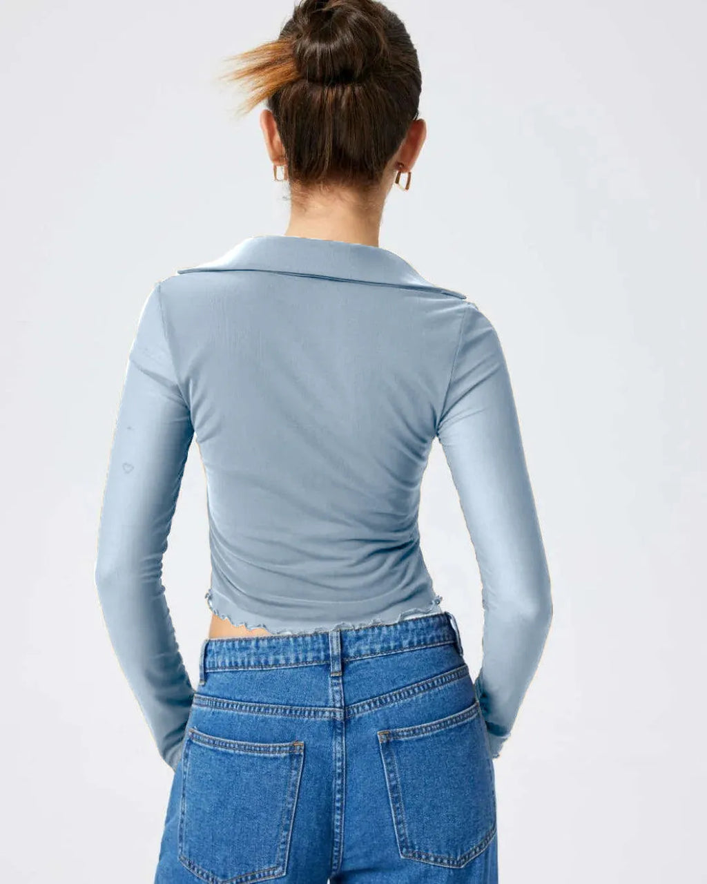 Collared Button Up Full Sleeve Dusty Blue Shirt
