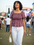 Smocked Peplum Top - Pinkkup
