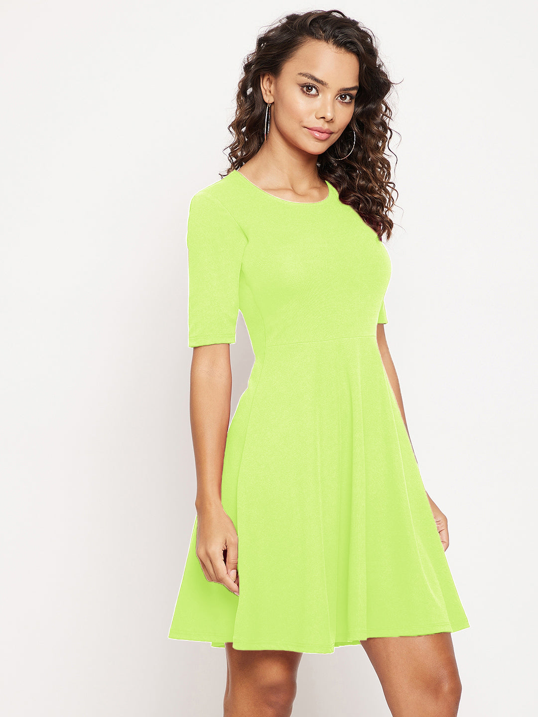 Round Neck Stretchable Cotton Skater Dress