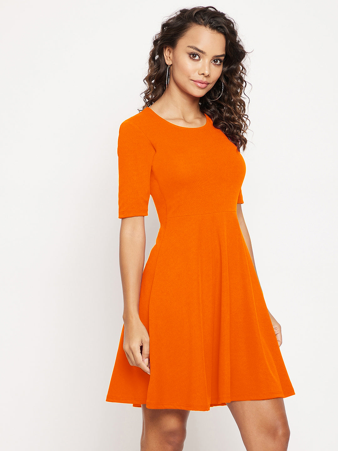 Round Neck Stretchable Cotton Skater Dress