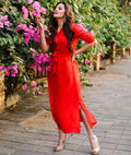 Collar Buttoned Down Shirt Maxi Dress - Pinkkup