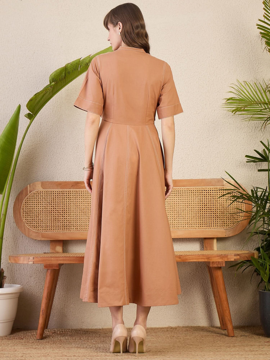 Corset Panelled Midi Cotton Dress