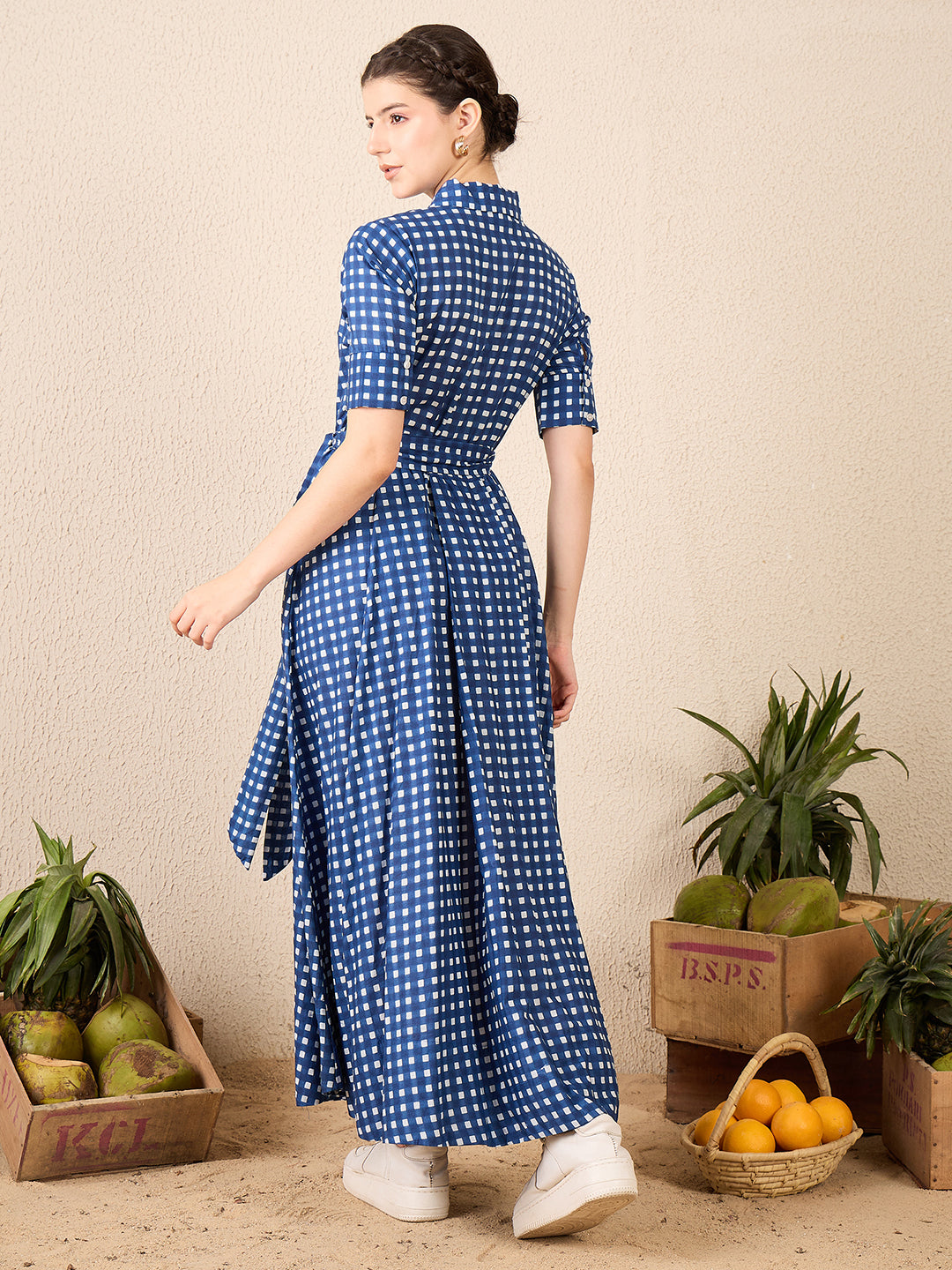 Linen Buttoned Down Shirt Dress With Belt (with Lining)