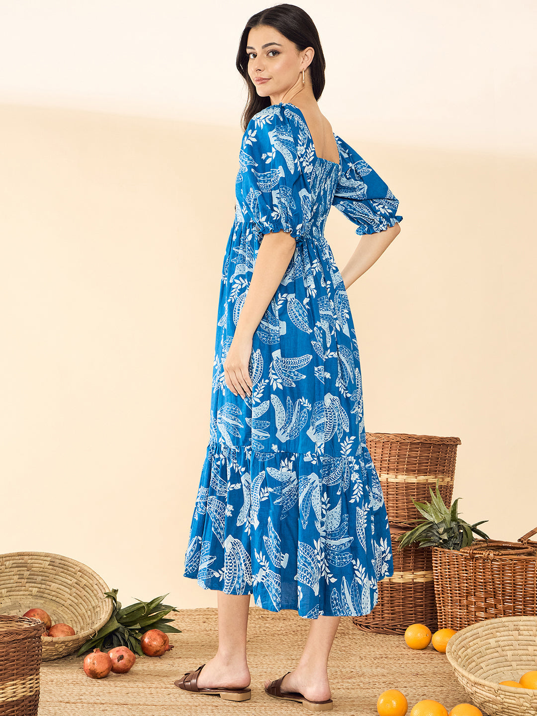 Cotton Tiered Midi Dress