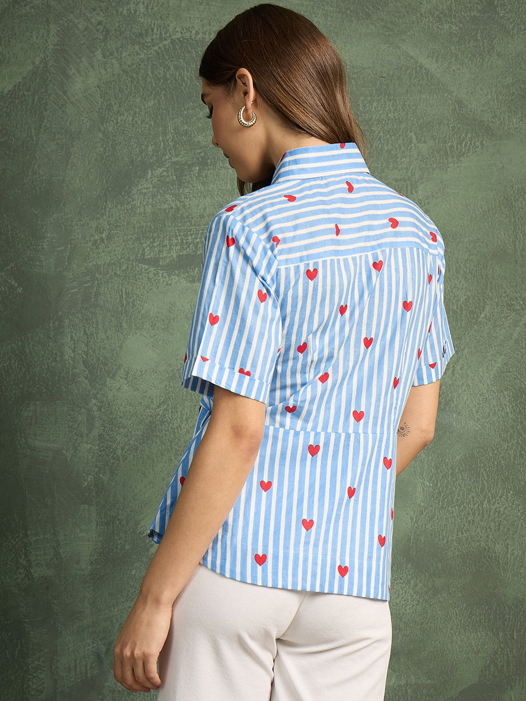 Pure Cotton Waist Tie-Up Shirt