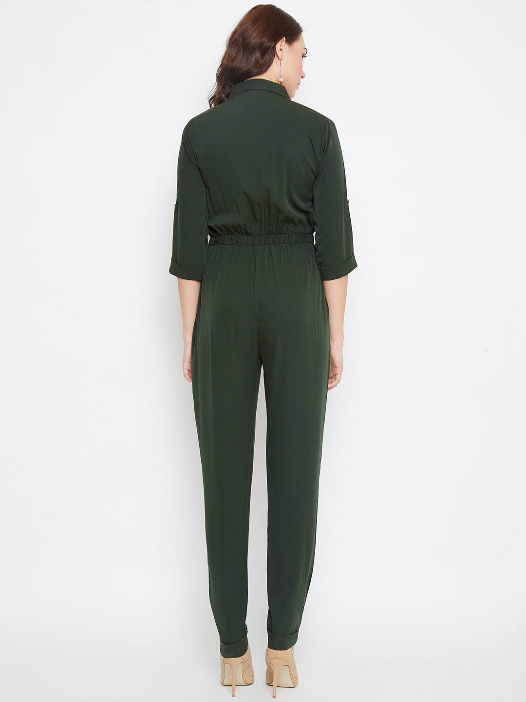 Button Down Roll-up Jumpsuit