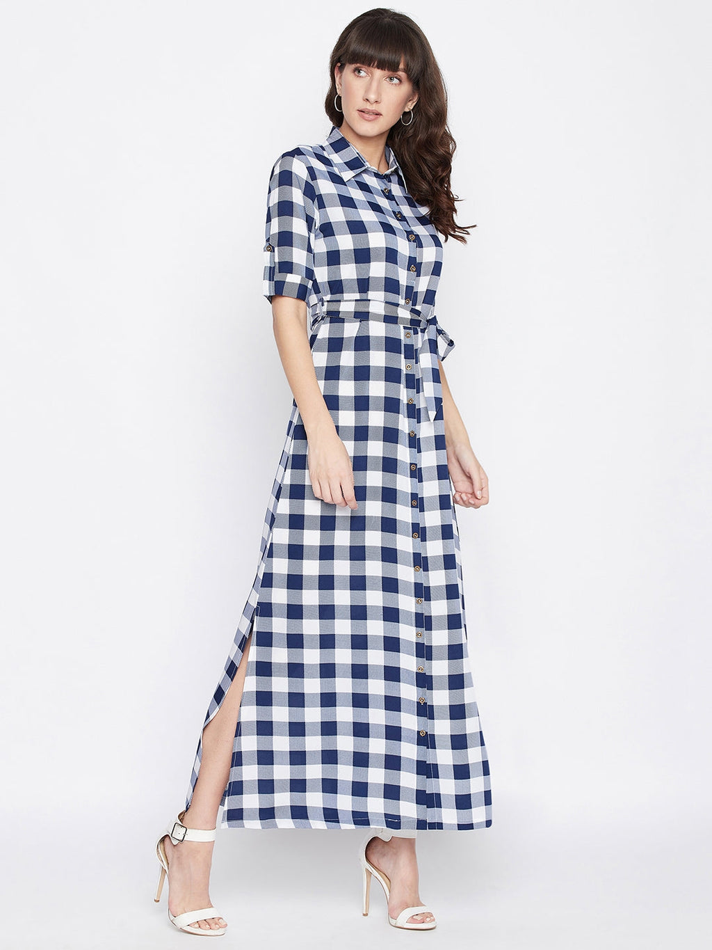 Collar Buttoned Down Shirt Maxi Dress