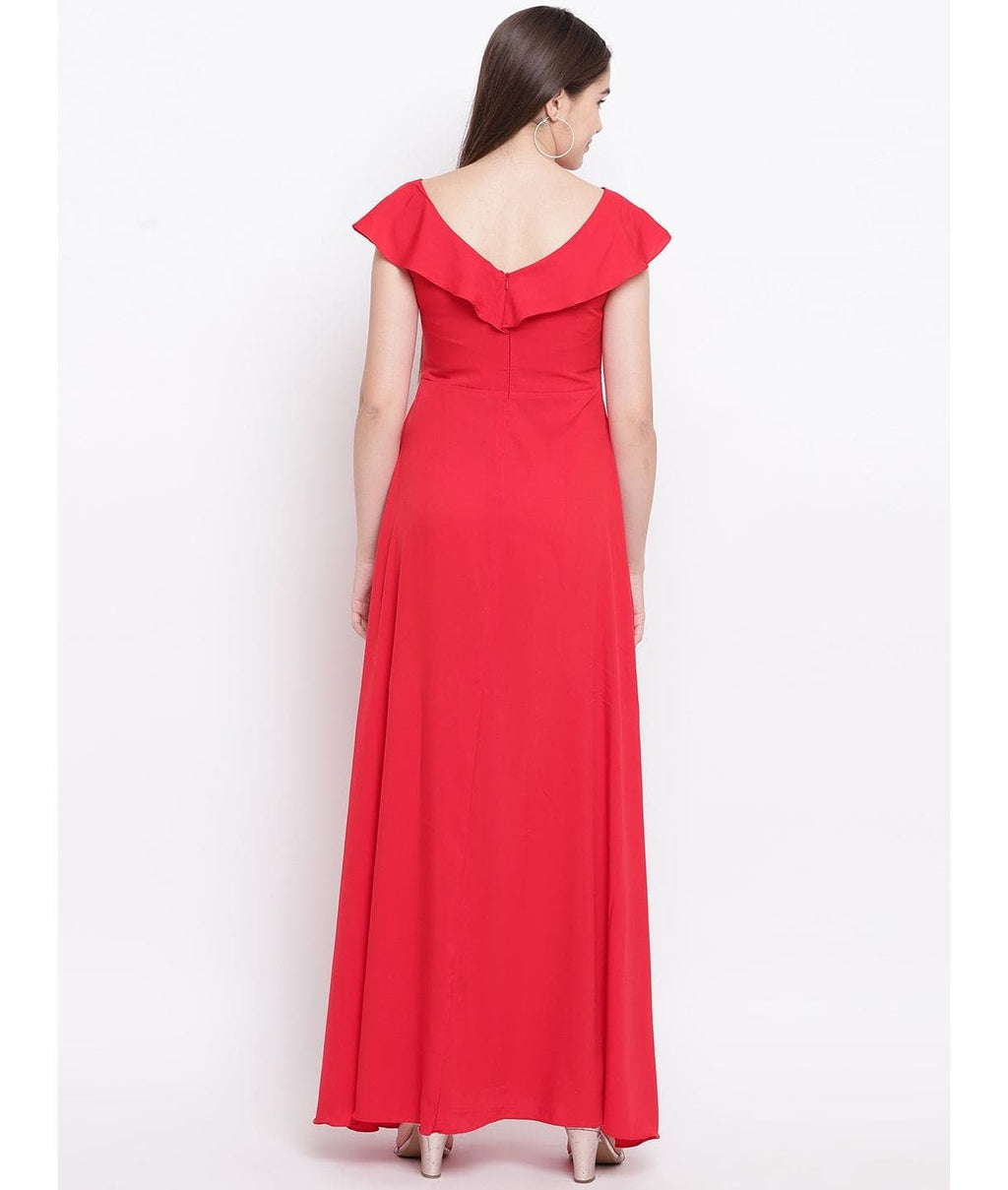 Flared Ruffle Maxi Gown