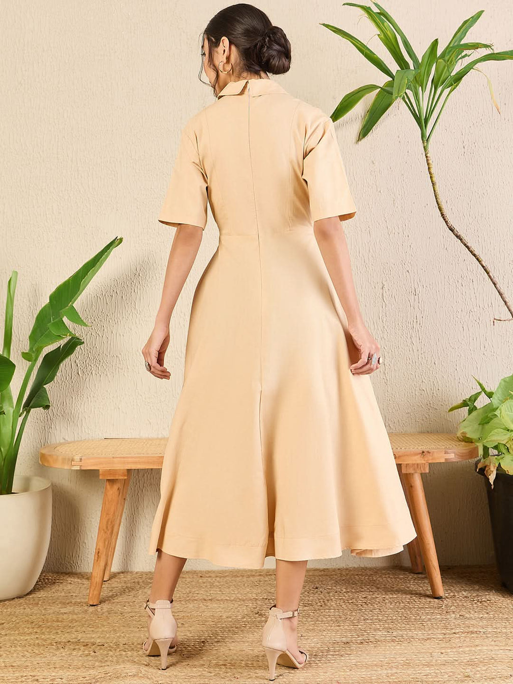 Cotton Ring Accent Shirt Dress