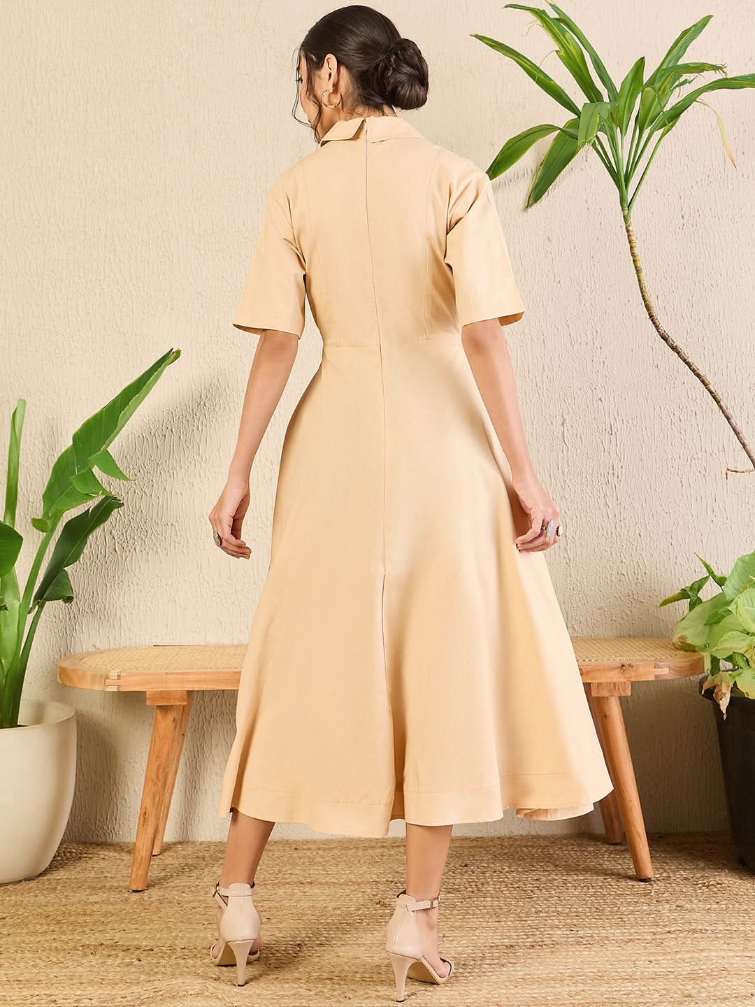 Cotton Ring Accent Shirt Dress