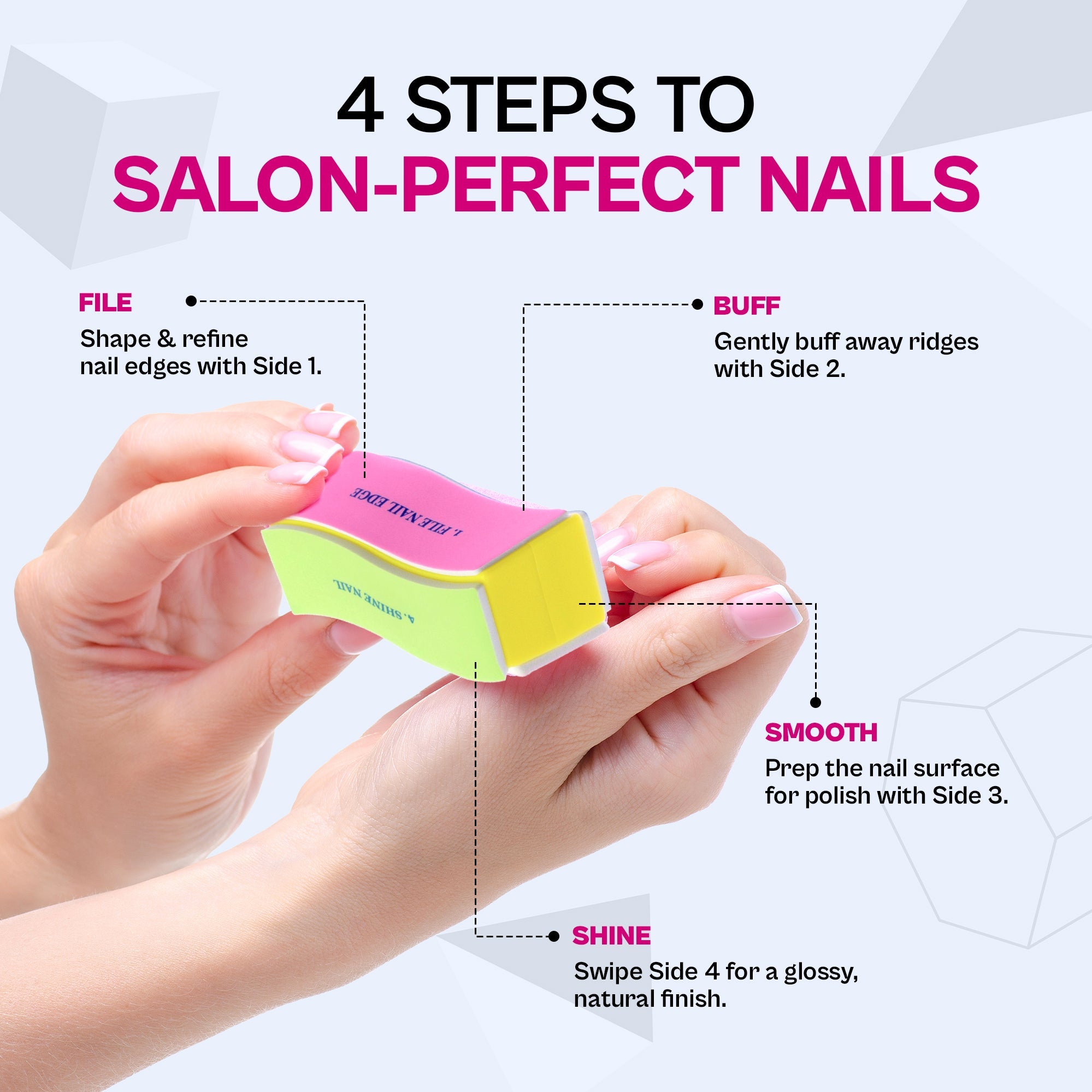 PINKKUP 4 in 1 Nail Buffer