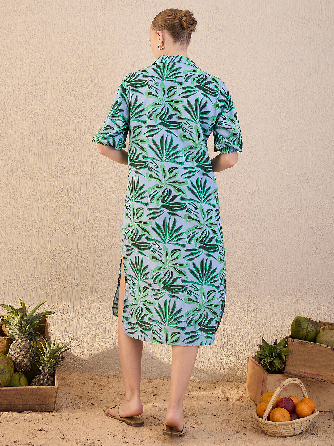 Cotton Sequinned Midi Dress