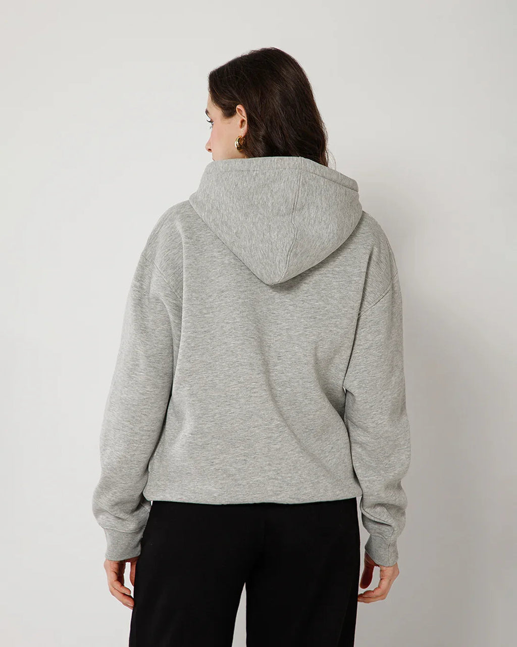 Womens Solid Drawstring Full Sleeve Hoodie in Milange