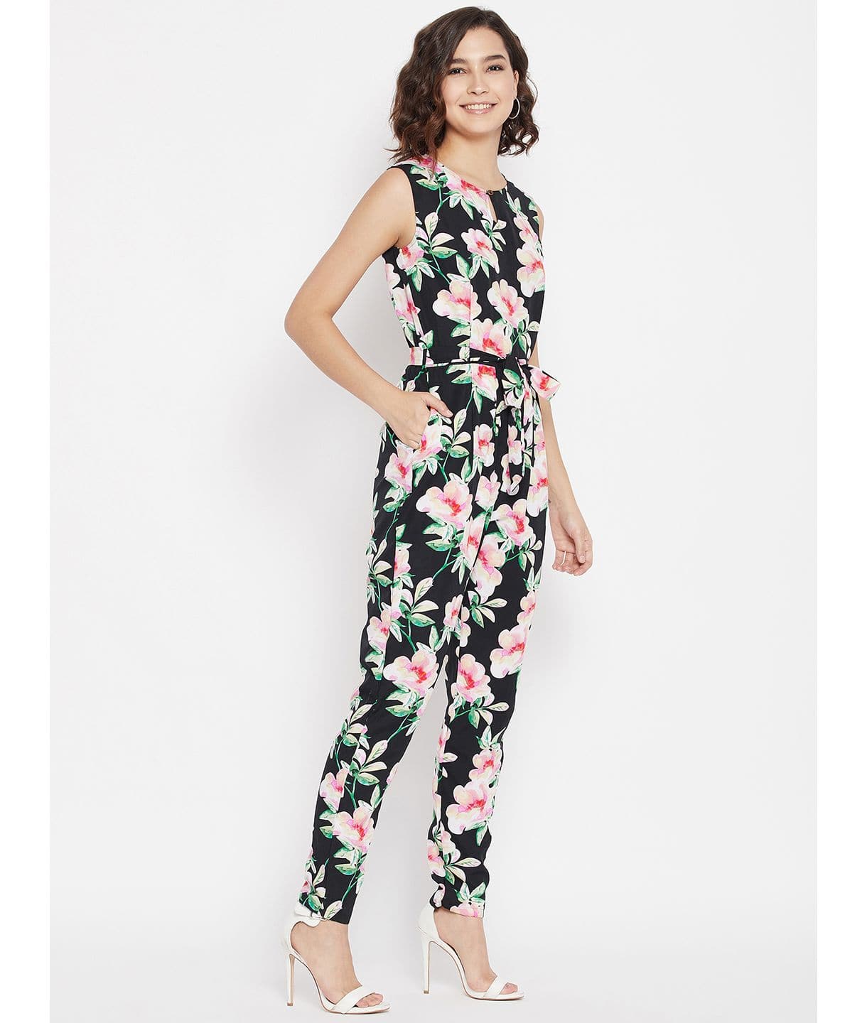 Printed Waist-tie Jumpsuit