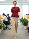Pure Cotton Layered Peplum Top - Pinkkup