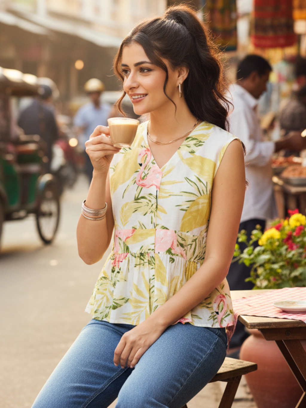 Pure Cotton Peplum Top - Pinkkup