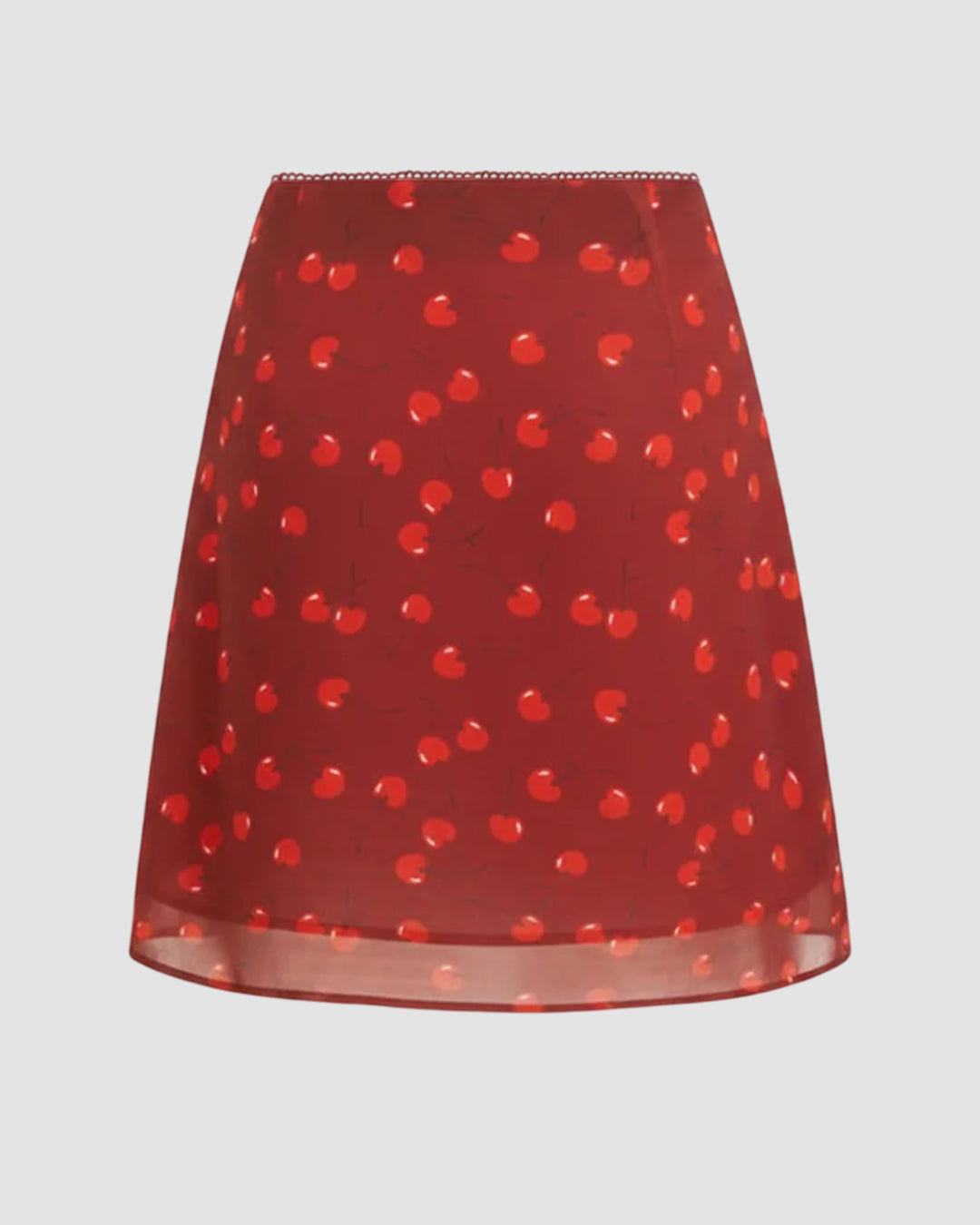 Cherry Graphic Mid Rise A-line Midi Skirt