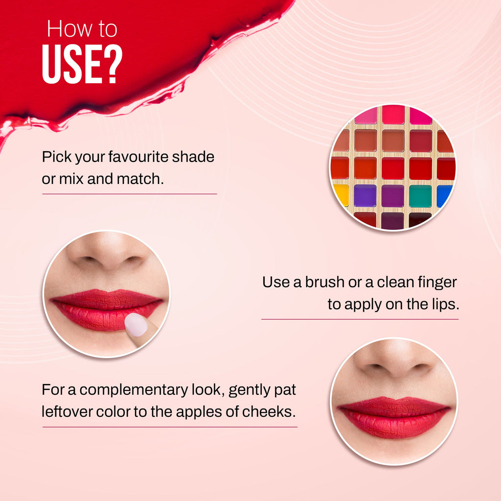Lip Palette with 25 Creamy Matte & Vibrant Shades