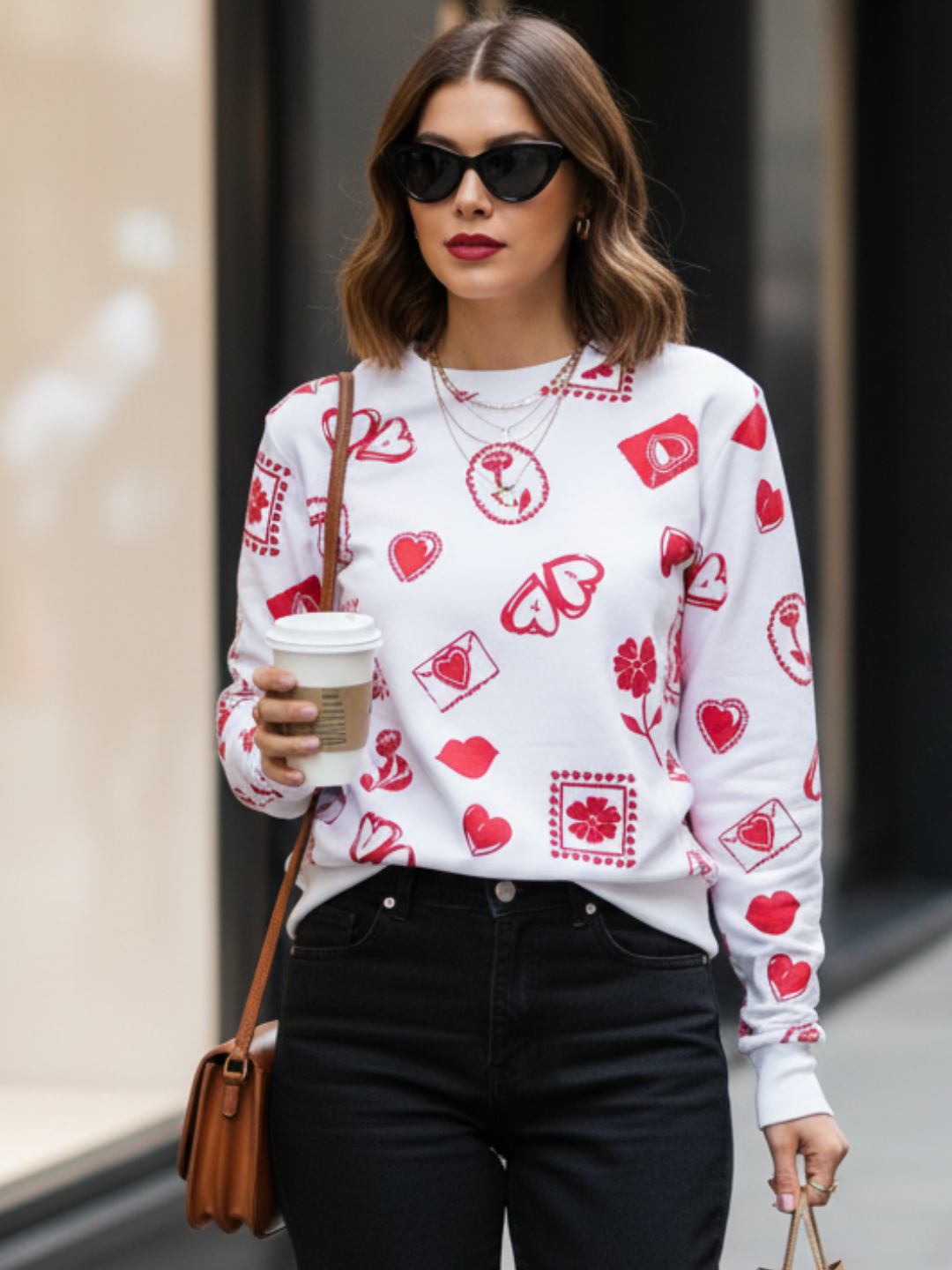 Printed Sweatshirt - Pinkkup