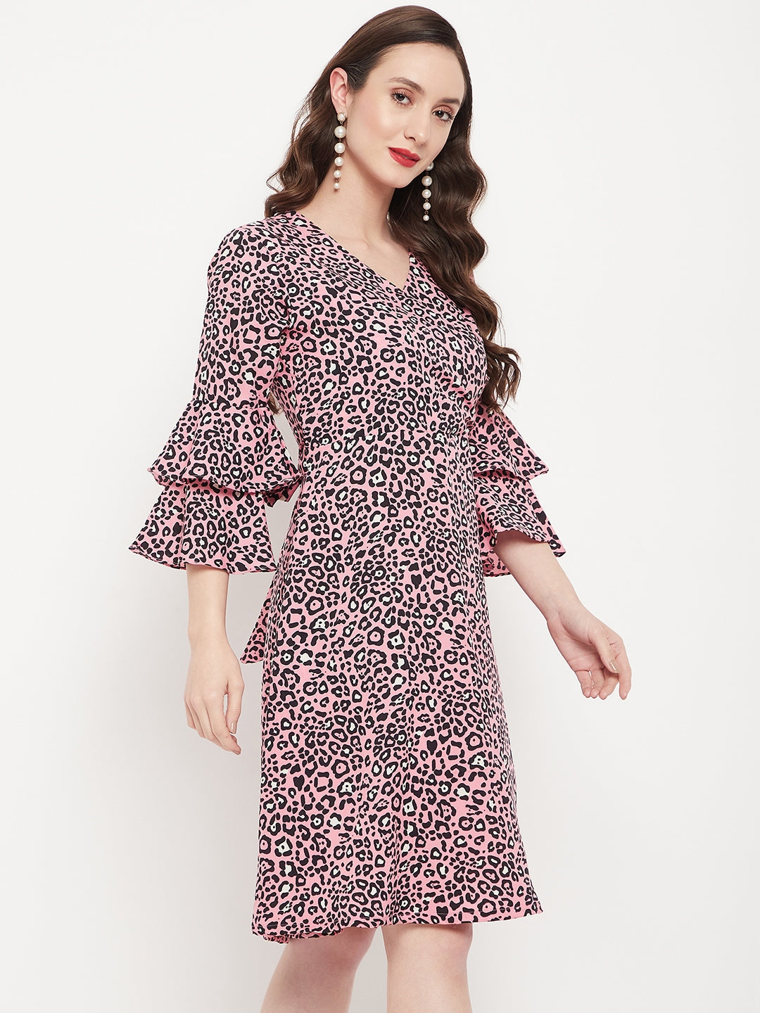 Wrap Bell Sleeves Skater Dress