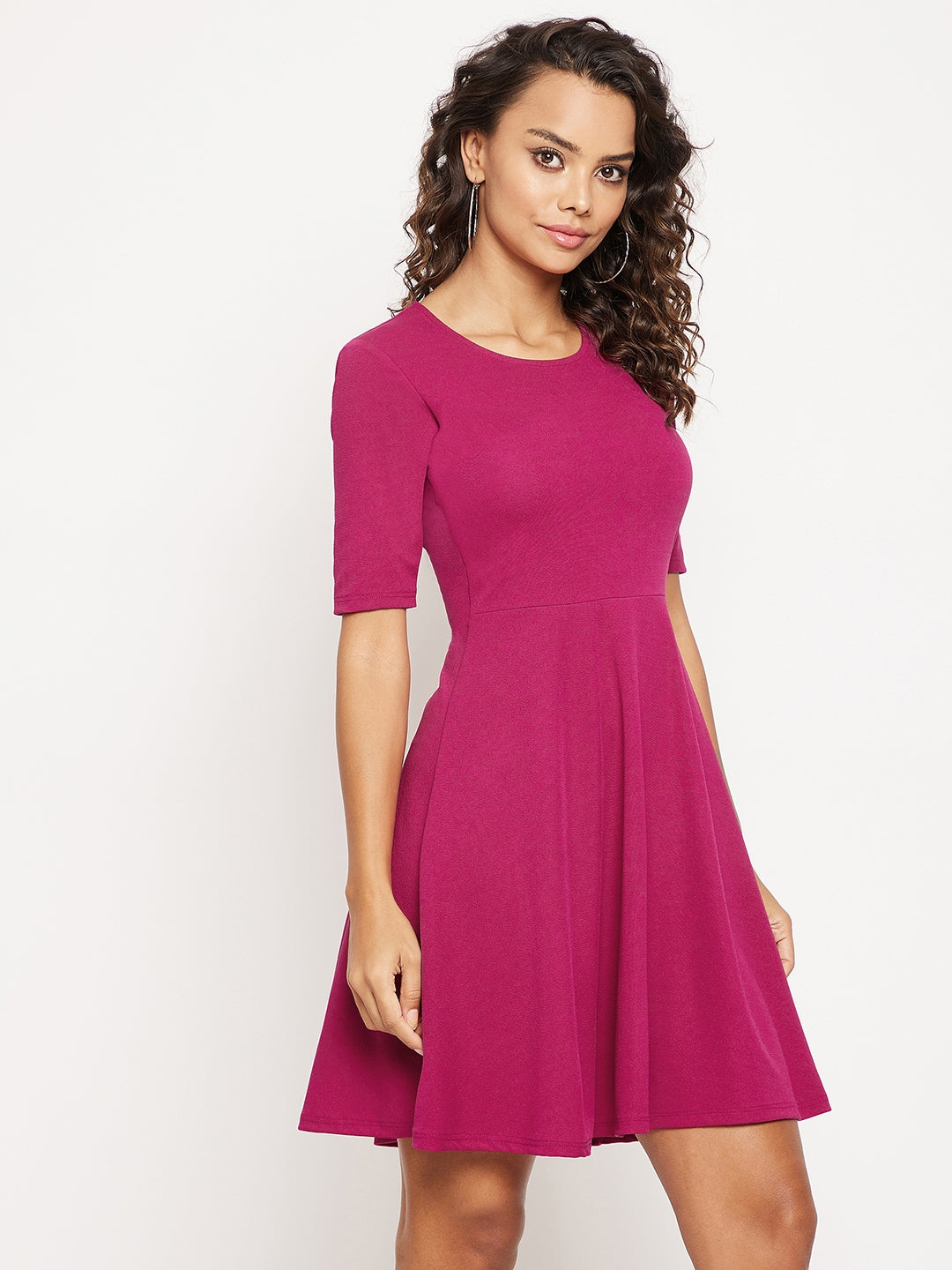 Round Neck Stretchable Skater Cotton Dress