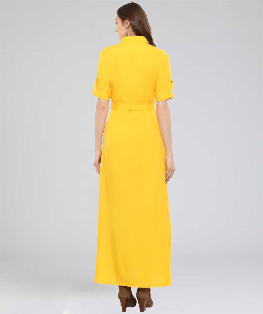 Collar Buttoned Down Shirt Maxi Dress